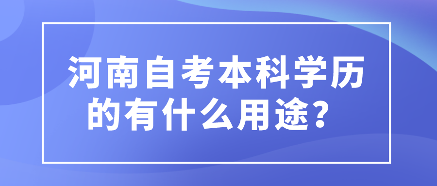 河南自考本科学历的有什么用途？
