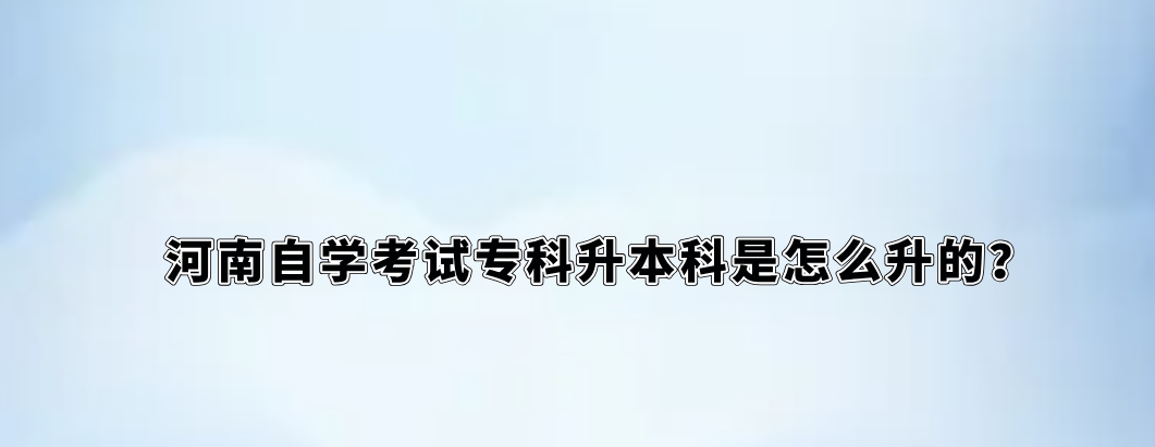 河南自学考试专科升本科是怎么升的？