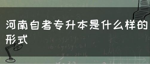 河南自考专升本是什么样的形式